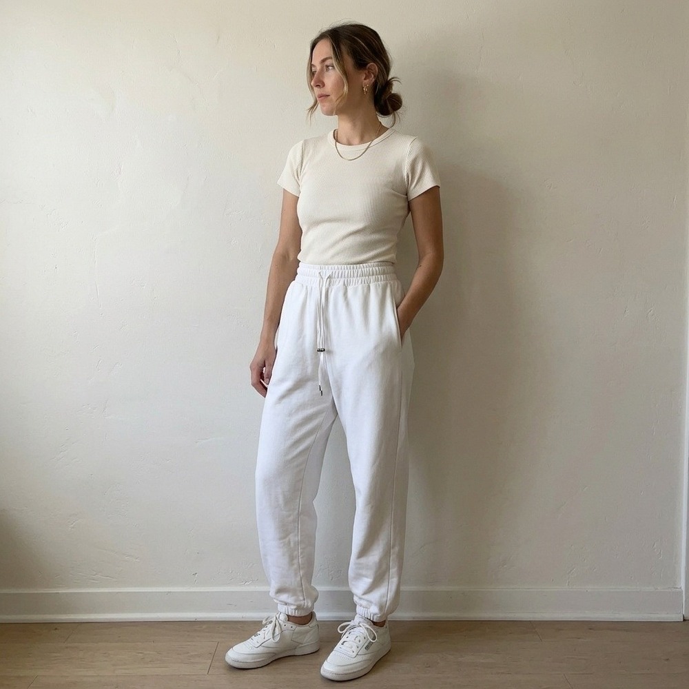 Frankie Shop Women Pants Small White Cotton Drawstring Jogger Sweatpants
